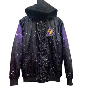 LA LAKERS GALAXY NBA SPACE HOODIE JACKET Puffer SZ S